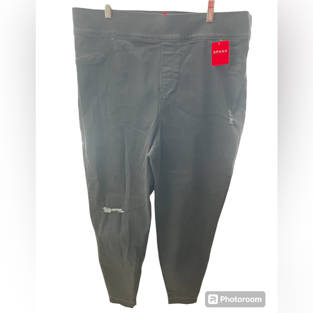 Spanx NWT Vintage Black Distressed Ankle Skinny Pull On Stretch Jeggings Size 3X